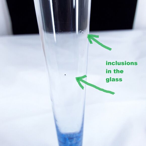 9.75" Bud Vase, Hand Blown Glass, Controlled Bubble, Light Blue Ice Blue, single - Picture 7 of 7